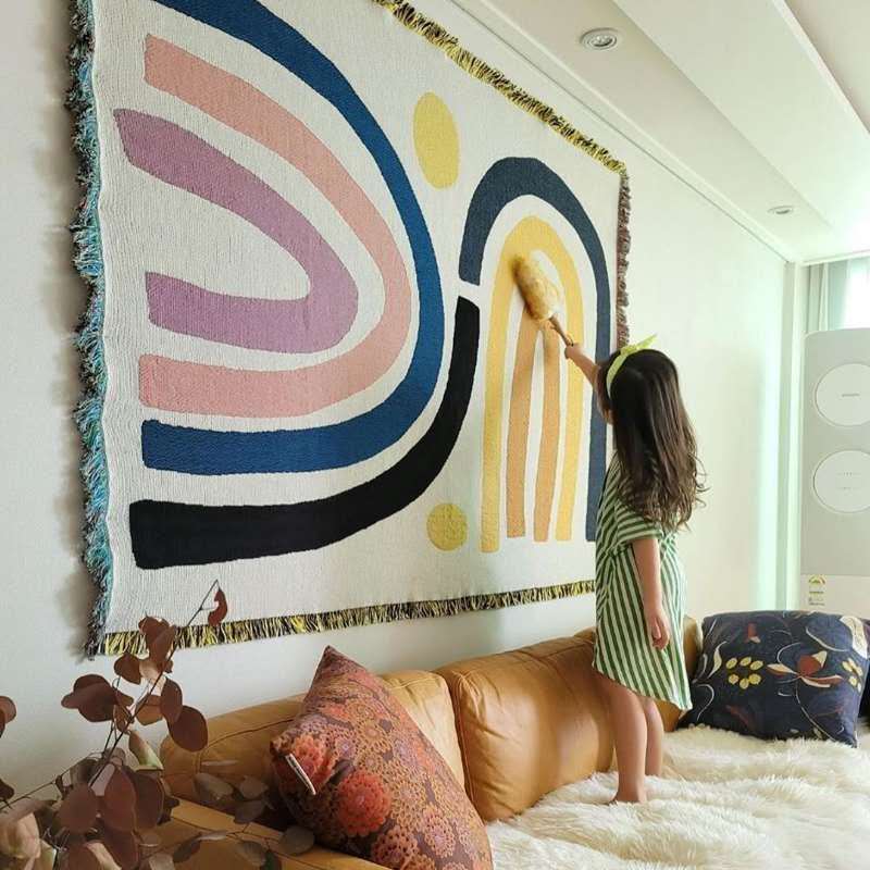 Boho Throw Blanket Fringe - Manta de algodón gruesa Textile City