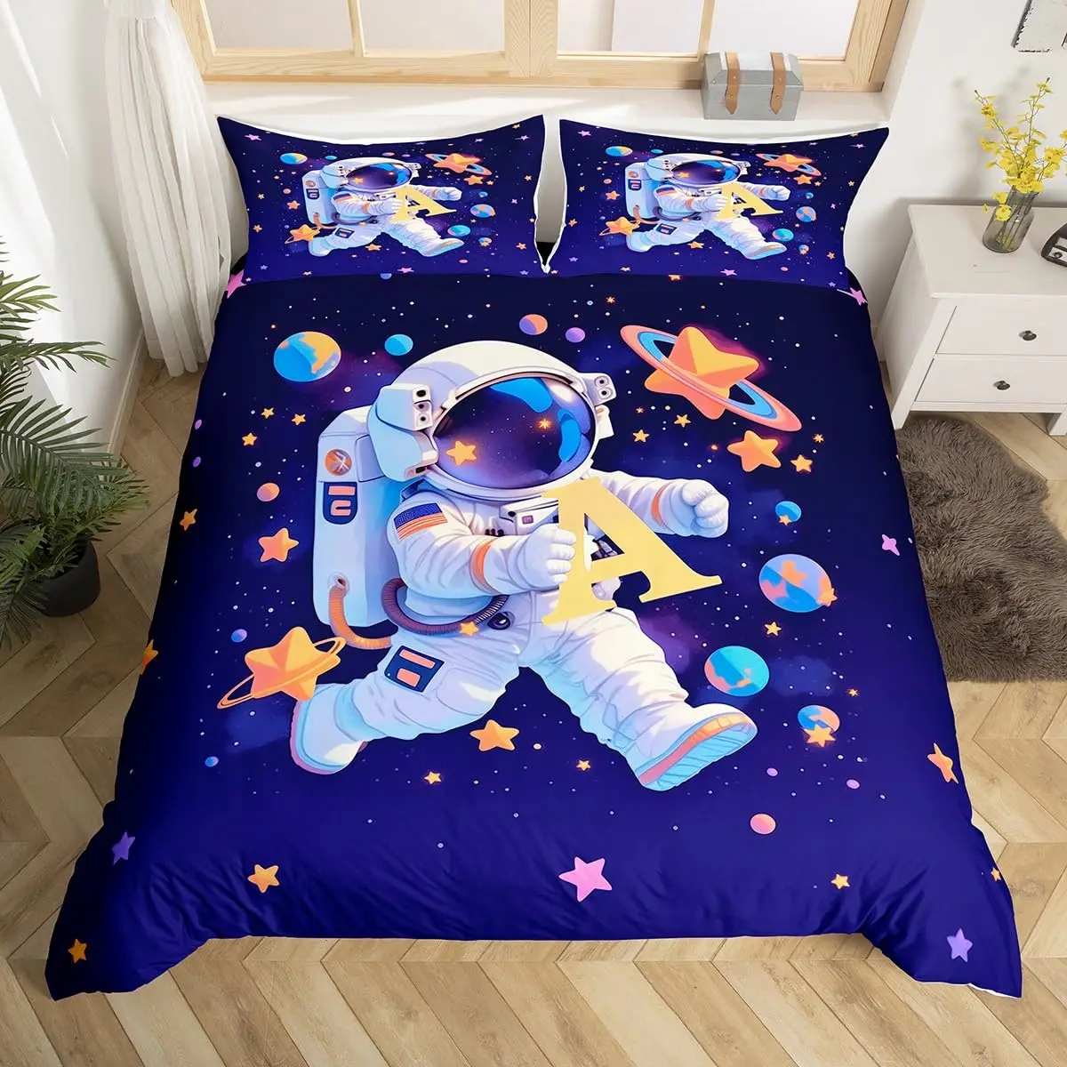 Duvet Cover Sets With Zipper - Juego de funda nórdica de astronauta,