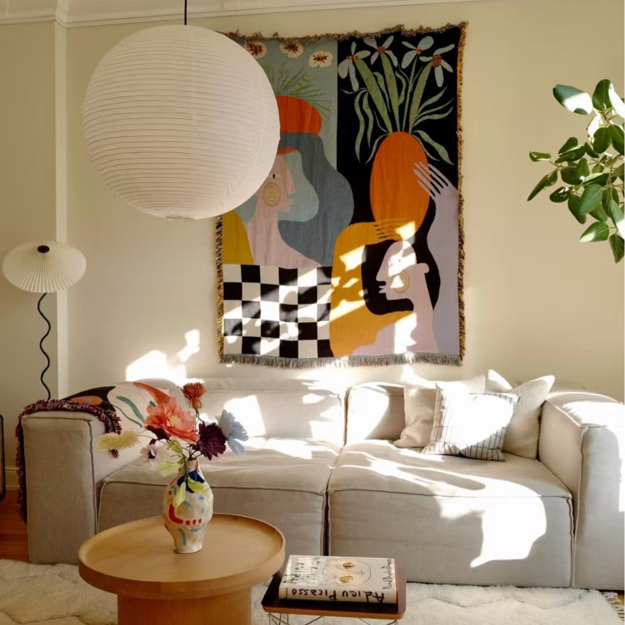 Tapiz de Arte Abstracto Modern - Boho Throw Blanket Fringe reseña y precio
