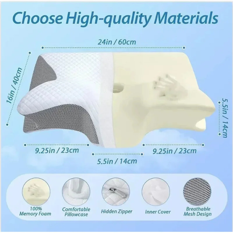 Almohada Cervical de Espuma Vi - Memory Foam Orthopedic Pillow Neck Pain reseña y precio
