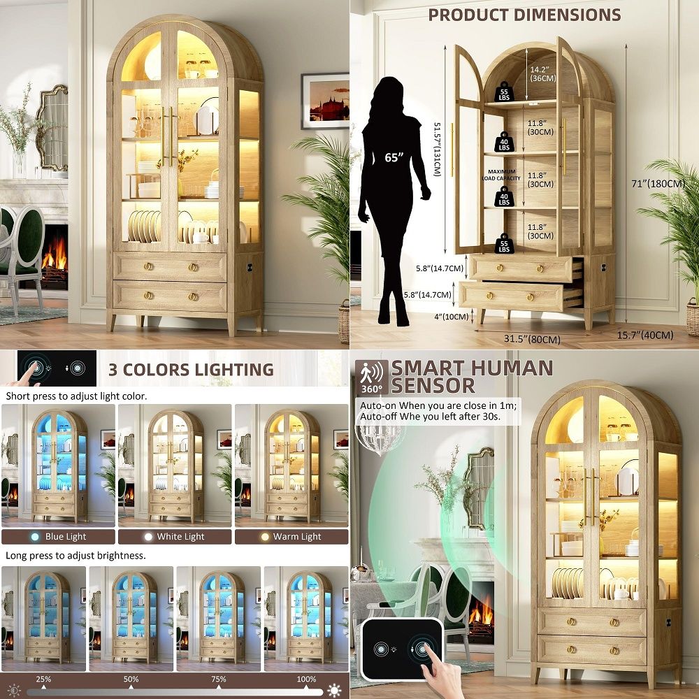 Vitrina Arqueada de 71 Pulgada - Lighting reseña y precio